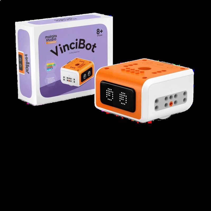 Robot VinciBot junto a su caja